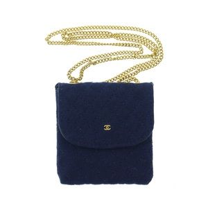 SOLD ♡ 100% Authentic Vintage Chanel navy quilted jersey mini pouch
